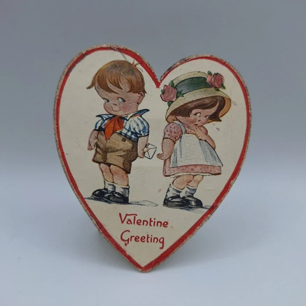 Vintage Valentine Card Stand Up Cute Kids Retro‎ Art Collectible Paper Ephemera